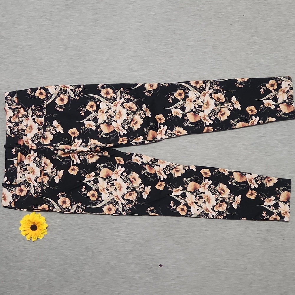 H&M Brand Floral High-Rise Straight-Leg Cigarette Pants Trousers - Picture 4 of 11